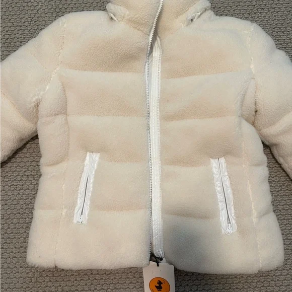 Save the Duck White Fleece Puffer Coat - Picture 1 of 13